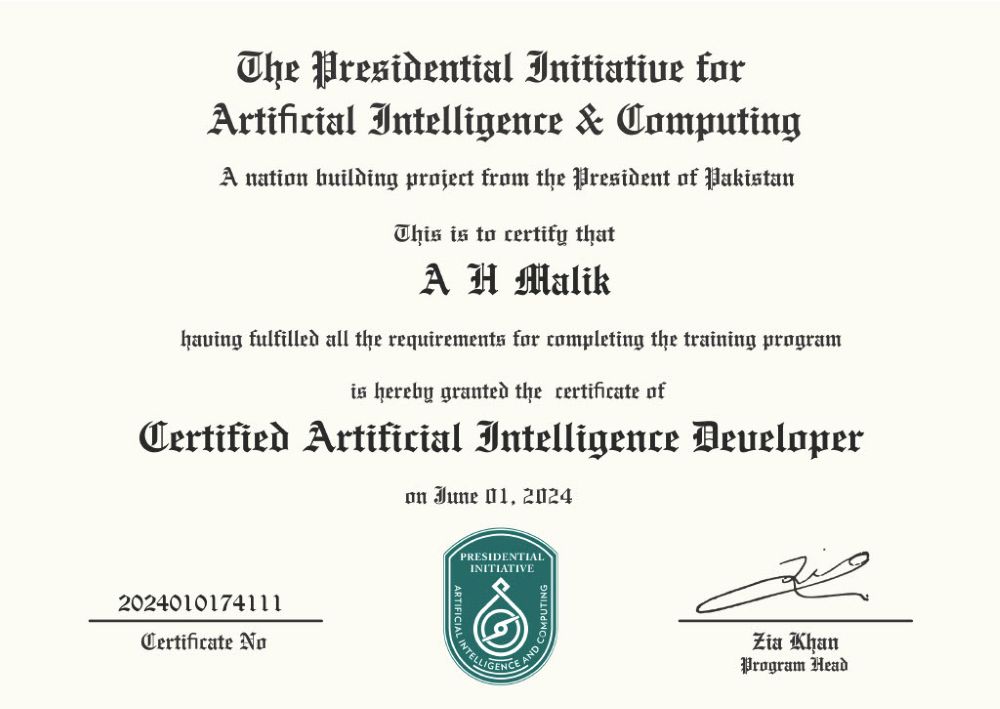 PIAIC Artificial Intelligence Course